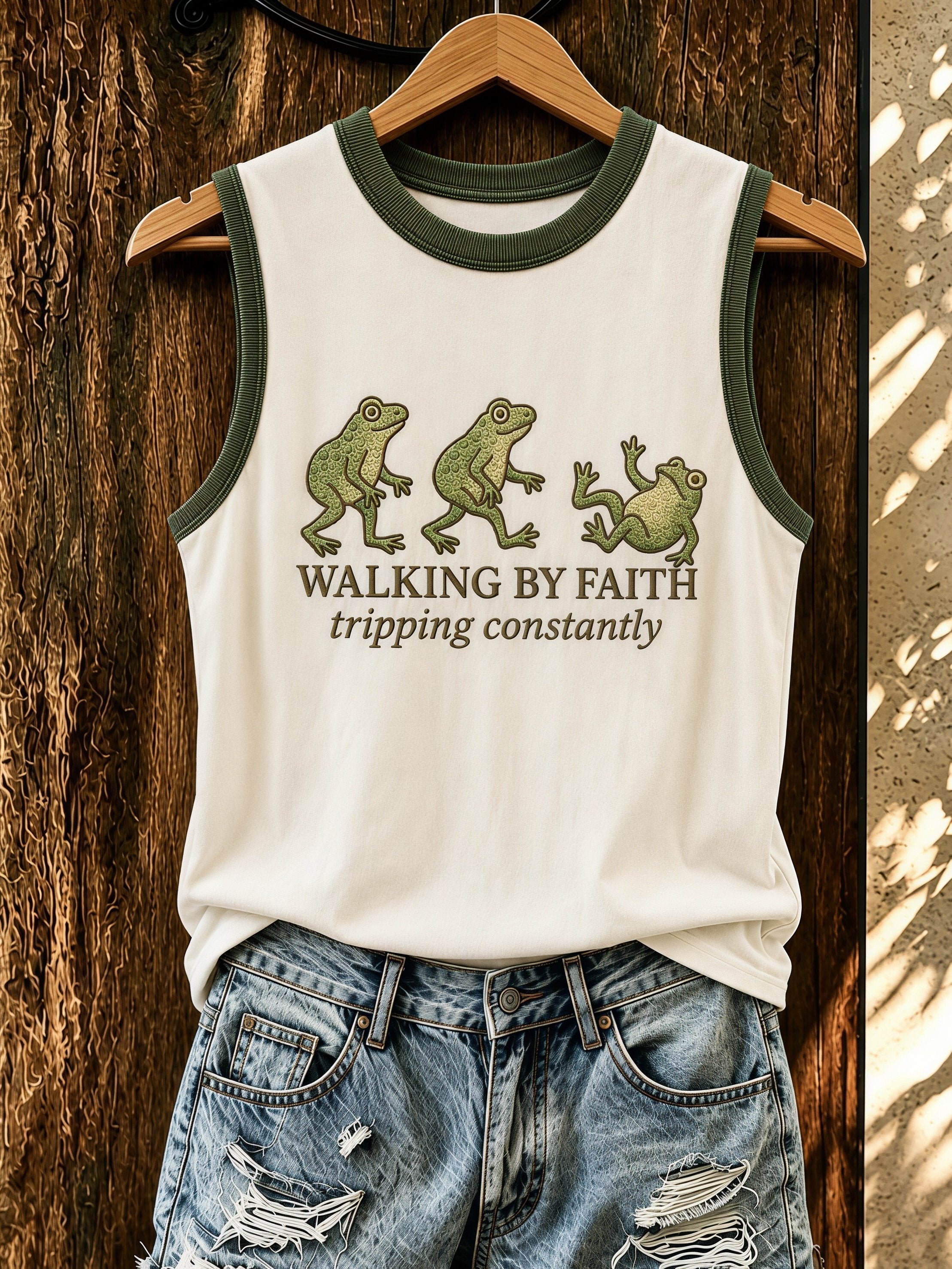 Women's Funny Frog Religious Faith Print Tank Top