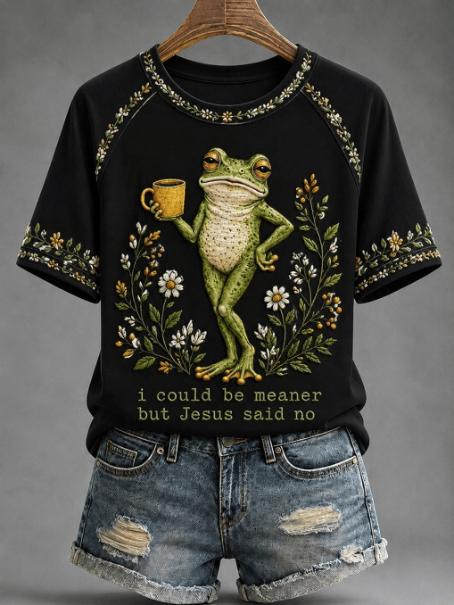 Women's I Could Be Meaner But Jesus Said No Printing T-Shirts