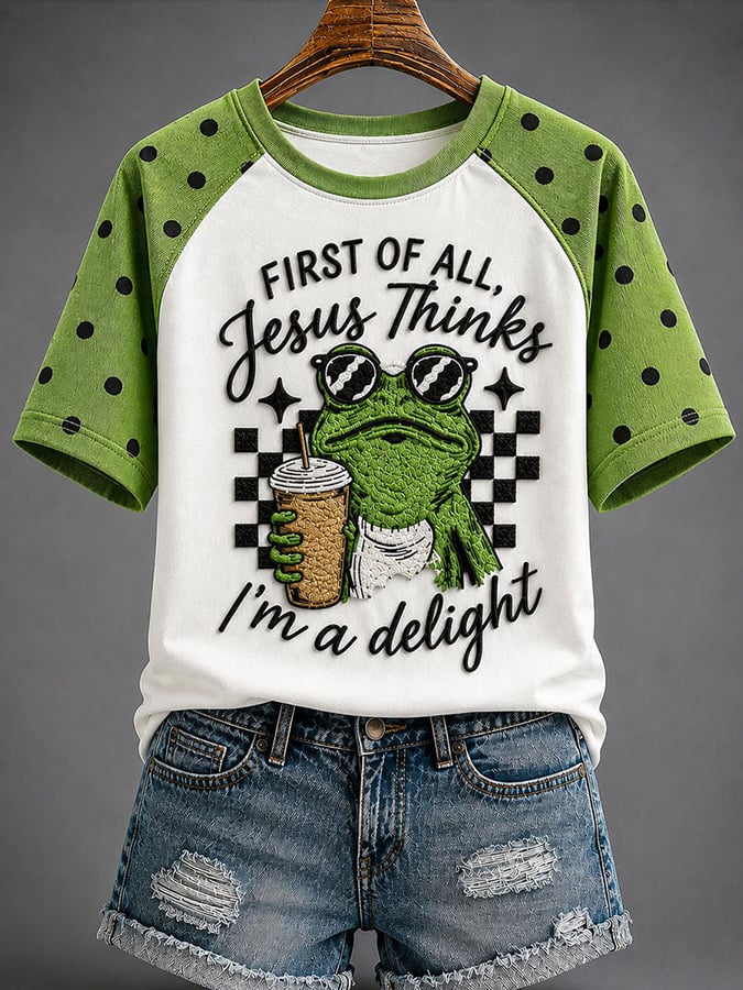 Women's Jesus Thinks I'm A Delight Print Raglan Sleeve T-Shirt