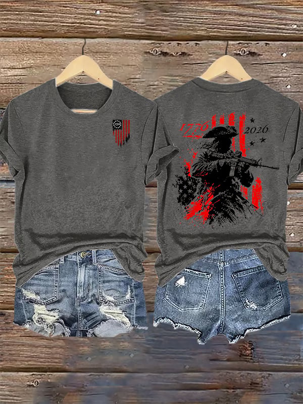 Women's 250th Anniversary Distressed American Flag 2-sided Shirt