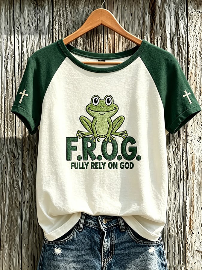 Women's Fully Rely On God Print Raglan Sleeve T-Shirt