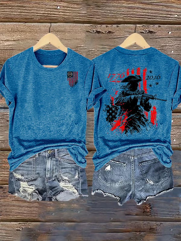 Women's 250th Anniversary Distressed American Flag 2-sided Shirt