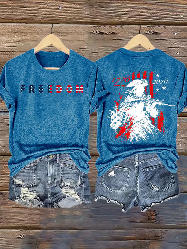 Women's 250th Anniversary Distressed American Flag 2-sided Shirt
