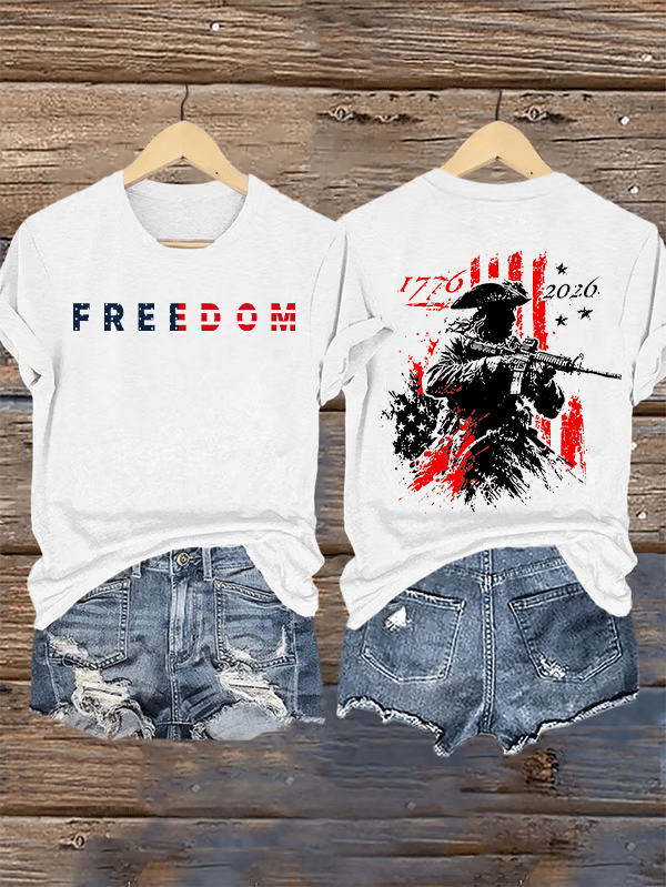 Women's 250th Anniversary Distressed American Flag 2-sided Shirt