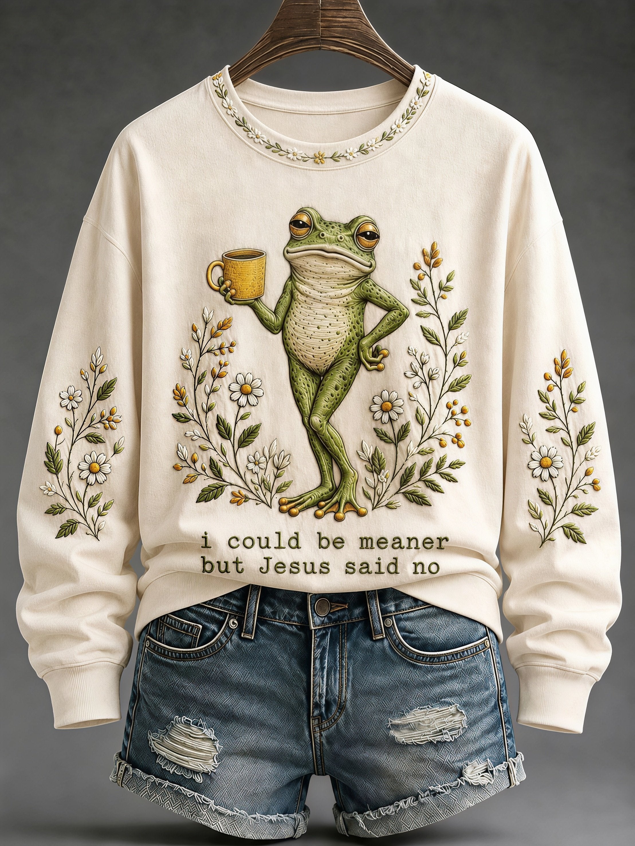 Women's Funny Frog Christian Faith Print Sweatshirt