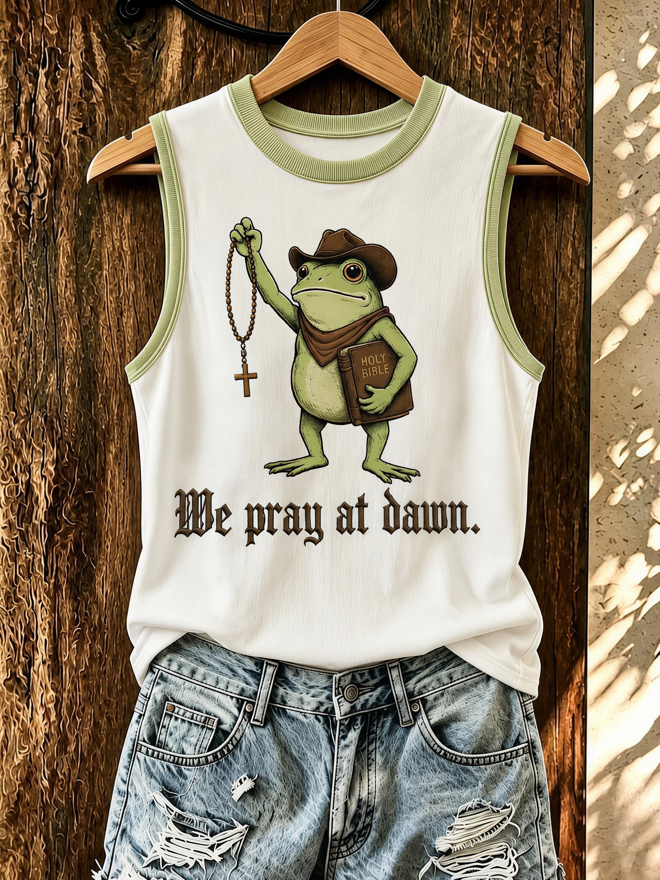 Women's Funny Frog Religious Faith Print Tank Top