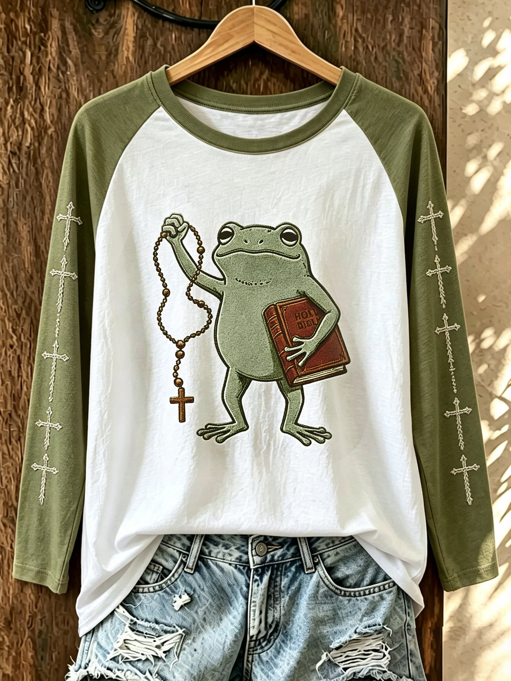 Women's Fun Frog-Print Top