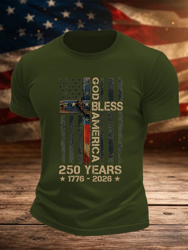 Men's GOD BLESS AMERICA Printed T-Shirt