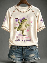 Women's Faith-Print Casual Crew-Neck Top