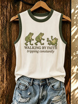 Women's Funny Frog Religious Faith Print Tank Top