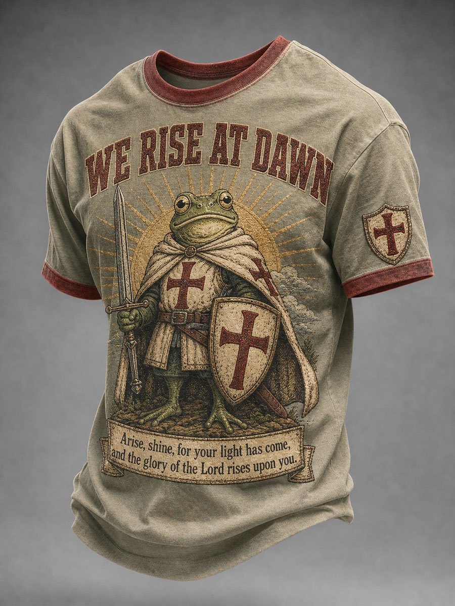 Men's Christian We Rise At Dawn Cross Short Sleeve T-shirt