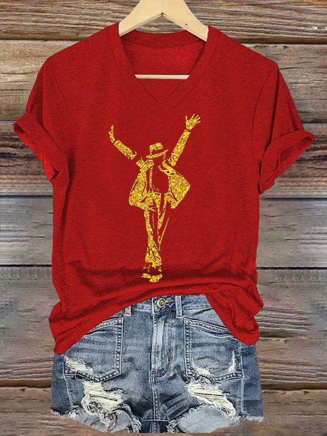 Women's Superstar Art Print V Neck T-shirt
