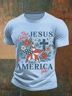 Men's She loves JESUS and AMERICA Printed T-Shirt