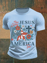 Men's She loves JESUS and AMERICA Printed T-Shirt