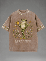 Men's Washed Crew-Neck i could be meaner but Jesus said no Print T-Shirt