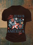 Men's She loves JESUS and AMERICA Printed T-Shirt