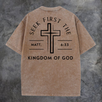 Seek First The Kingdom Of God Printed Oversize Washed T-Shirt