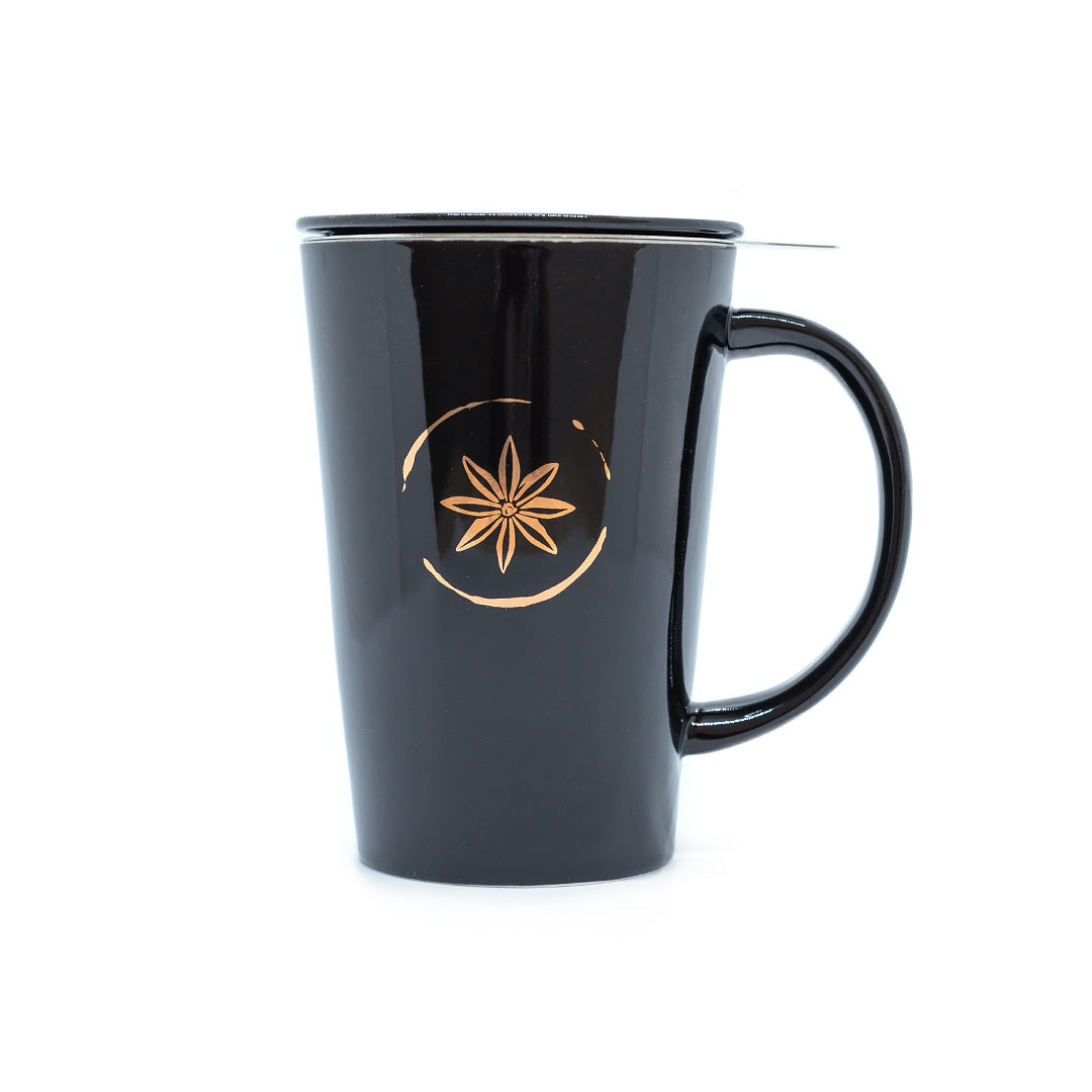 Glazed Ceramic Mug with Stainless Steel Tea Strainer