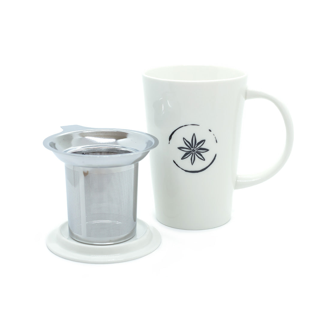 Glazed Ceramic Mug with Stainless Steel Tea Strainer