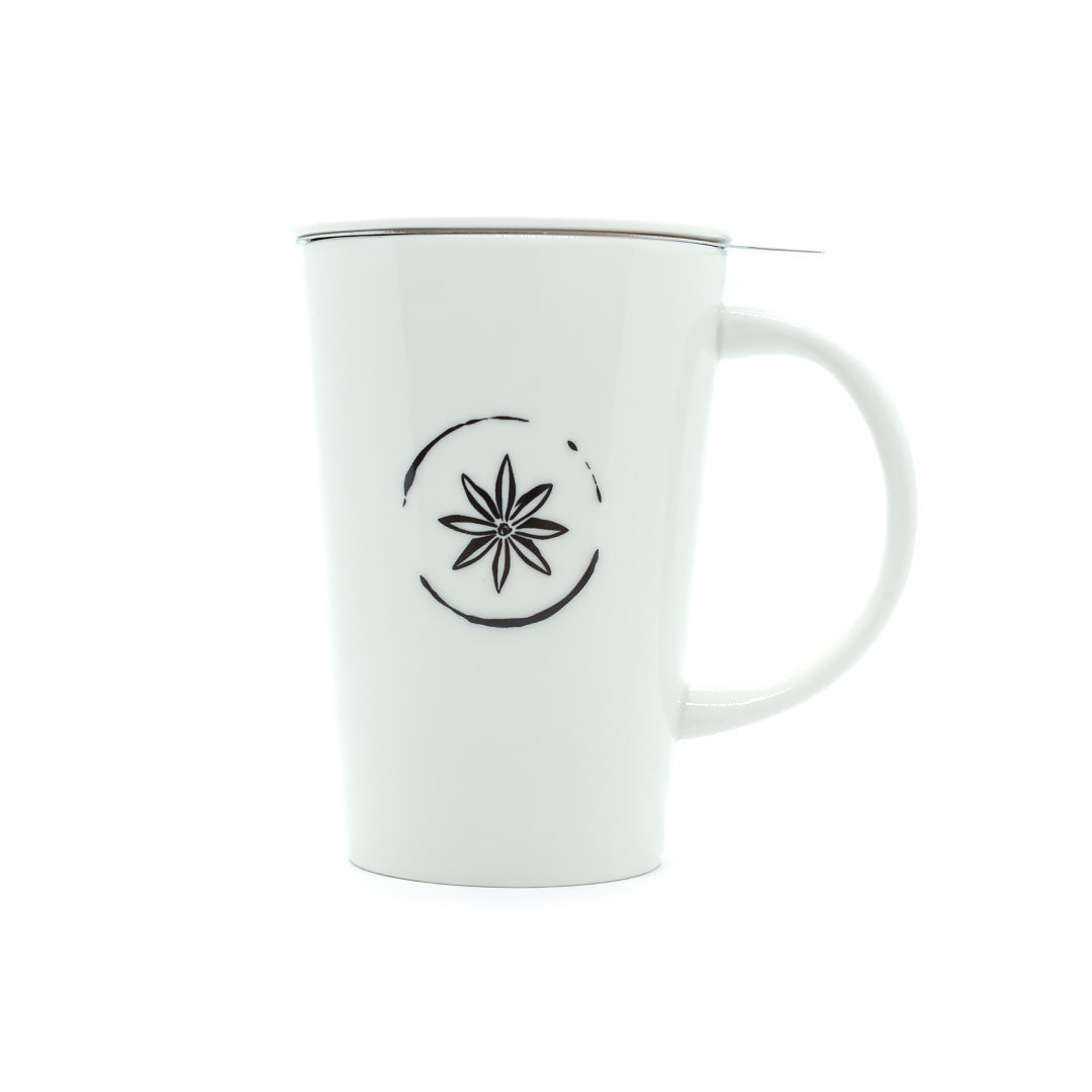 Glazed Ceramic Mug with Stainless Steel Tea Strainer