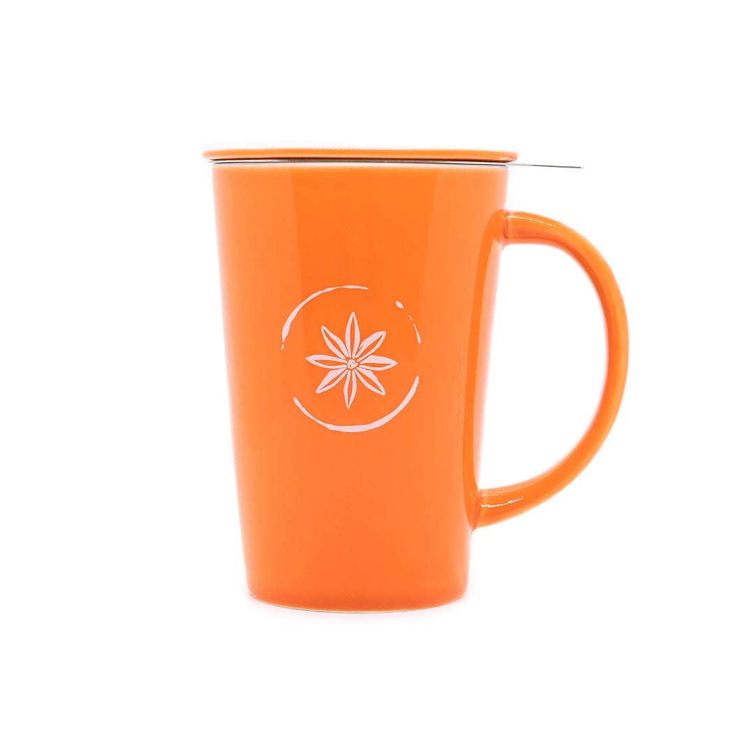 Glazed Ceramic Mug with Stainless Steel Tea Strainer