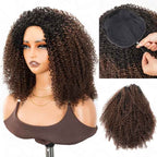 QVR Glueless Blonde Highlight Kinky Curly Half Wig 250% Density Human Hair Wig #1B/27 Wear Go Flip Over Wig