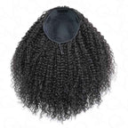 QVR Glueless Water Wave Half Wig 250% Density Human Hair Wig Natural Black Wear Go Flip Over Wig