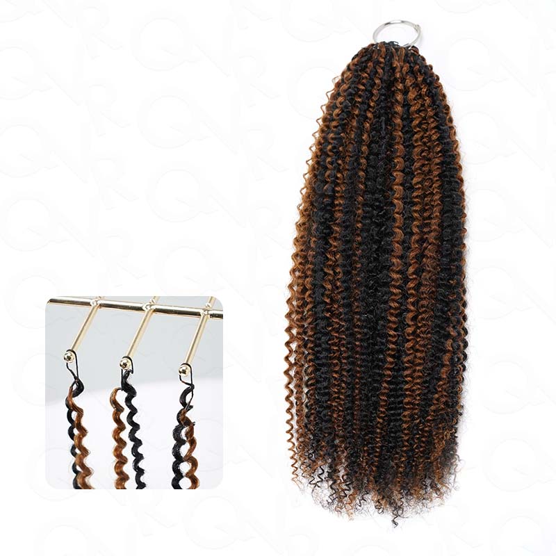 QVR Brown Highlight Feather Crochet Human Hair #P1B/4 Afro Kinky Curly Machine Made Crochet Weave Hair Extensions