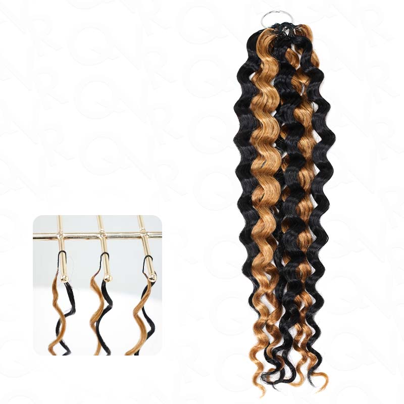 QVR Blonde Highlight Feather Crochet Human Hair #P1B/27 Afro Kinky Curly Machine Made Crochet Weave Hair Extensions