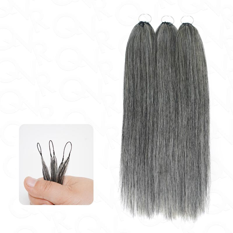 QVR Salt&Pepper Crochet Hair Small Kinky Curly Machine Made Feather Human Hair Extension