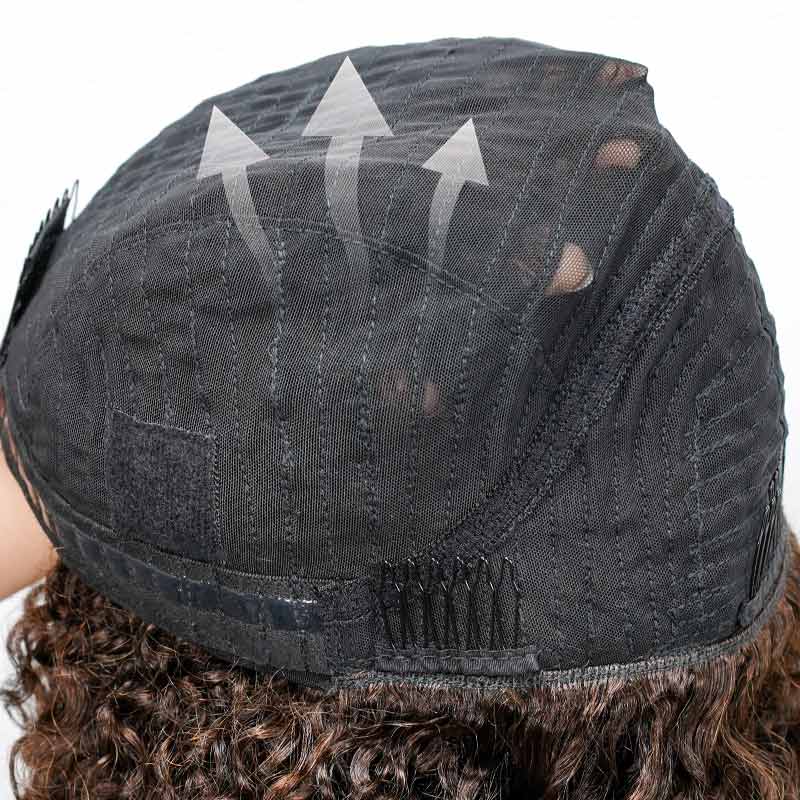 QVR Glueless Blonde Highlight Kinky Curly Half Wig 250% Density Human Hair Wig #1B/27 Wear Go Flip Over Wig
