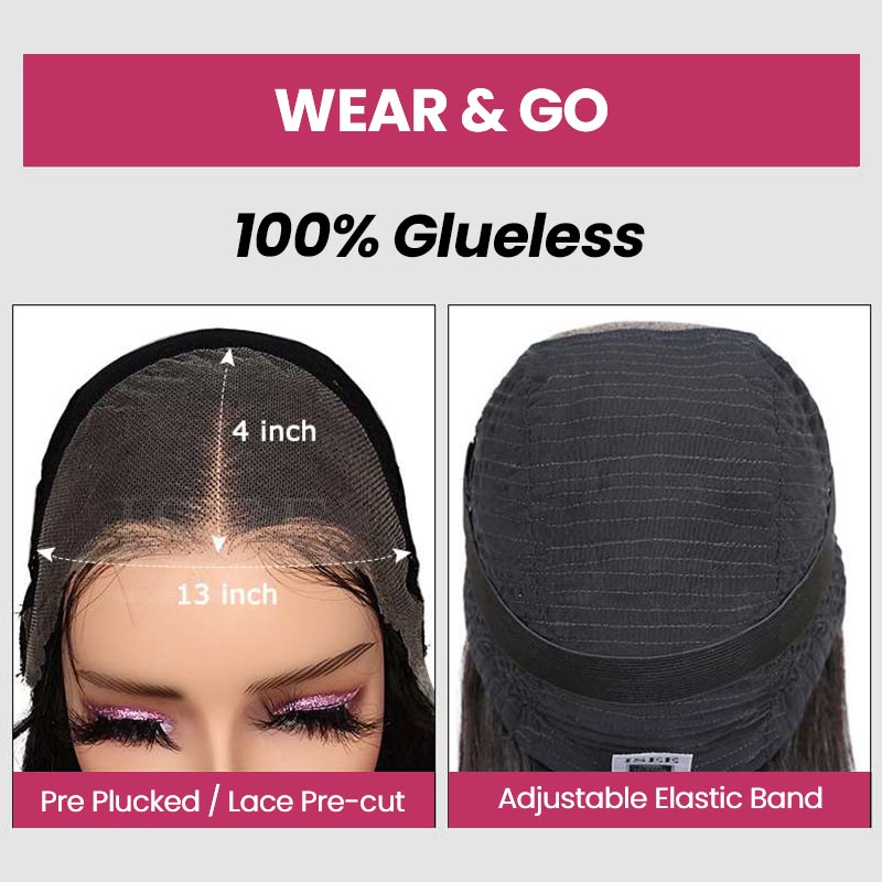 QVR Pre-cut 13x4 Lace Frontal Wigs Wear and Go Wig For Beginners Body Wave With Pre-plucked Hairline