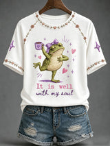 Women's Faith-Print Casual Crew-Neck Top