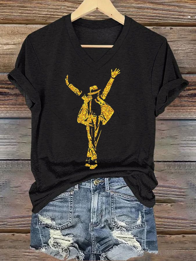 Women's Superstar Art Print V Neck T-shirt
