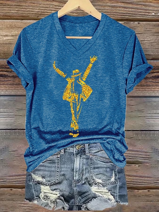 Women's Superstar Art Print V Neck T-shirt