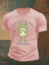 Men's Funny First Of All Jesus Thinks I’m A Delight Frog shirt