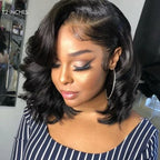 Honey Golden blonde / Natural Black Loose Body Wave Glueless 13x4 Lace Front Wig 100% Human Hair