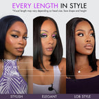 PreMax Wigs - Natural Black / Blonde Highlight C Part Glueless Lace Front Bob Wig Pre-cut Lace