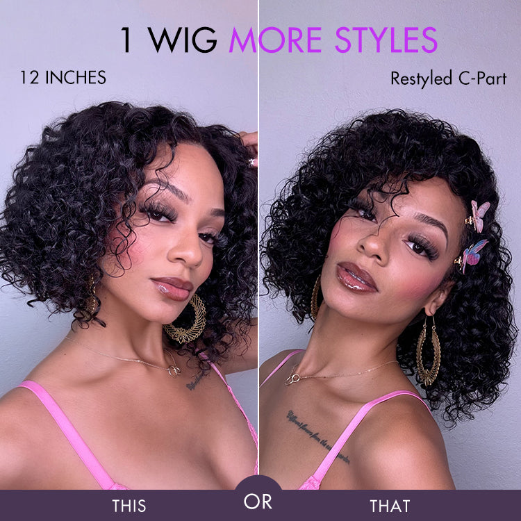 Warm Caramel Brown / Natural Black Deep Curly Glueless 5x5 Closure Pre-Cut Lace Wig