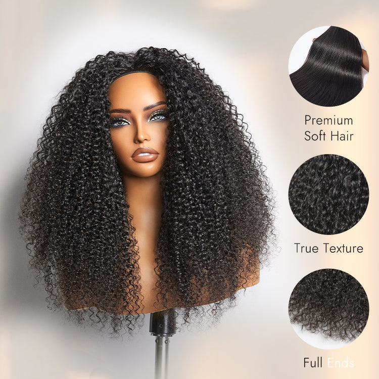 Luvme Too Easy Texture™ 3-In-1 Half Wig 180% Density Kinky Curly Glueless Flexi-Fit Drawstring Wig