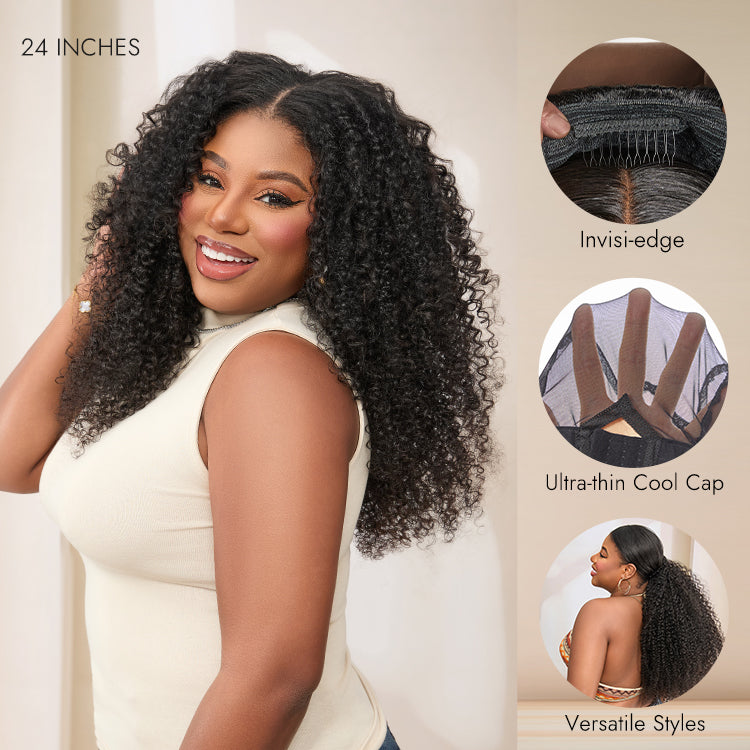 Luvme Too Easy Texture™ 3-In-1 Half Wig 180% Density Kinky Curly Glueless Flexi-Fit Drawstring Wig
