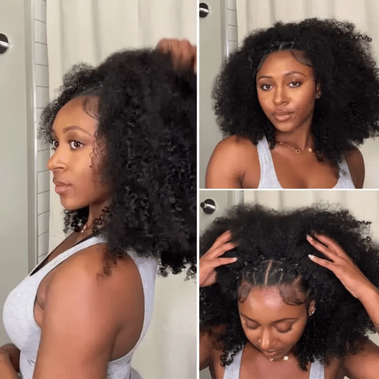 Luvme Too Easy Texture™ 3-In-1 Half Wig 180% Density Kinky Curly Glueless Flexi-Fit Drawstring Wig