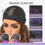Put On and Go Realistic Glueless Yaki Straight Bob with Bangs Minimalist Lace Wig 100% Human Hair