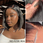 PreMax Wigs - Natural Black / Blonde Highlight C Part Glueless Lace Front Bob Wig Pre-cut Lace