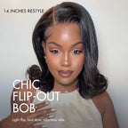 Retro 90s Flip Ends Bob Cut Wig Glueless 13x4 Frontal Lace Human Hair Wig