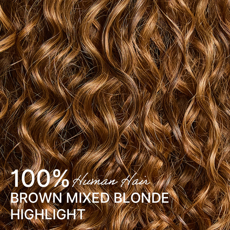 Readitress™ Ombre Brown Highlight Boho Braids Deep Curly Glueless 5x5 Closure Lace with Braided Top Human Hair Wig Pre-Cut Lace