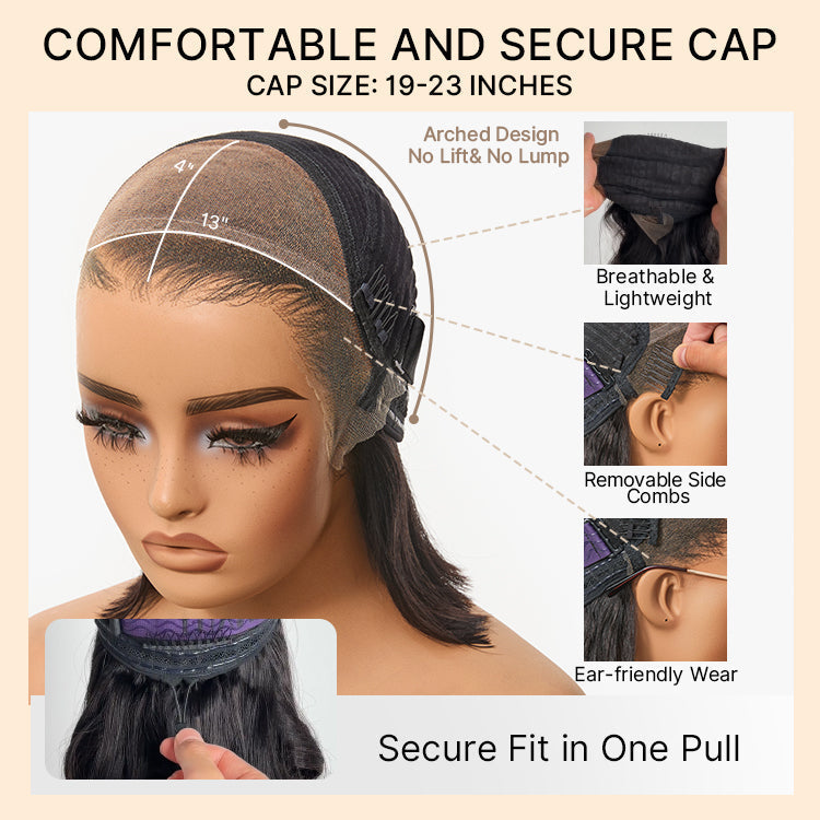 Retro 90s Flip Ends Bob Cut Wig Glueless 13x4 Frontal Lace Human Hair Wig