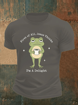Men's Funny First Of All Jesus Thinks I’m A Delight Frog shirt