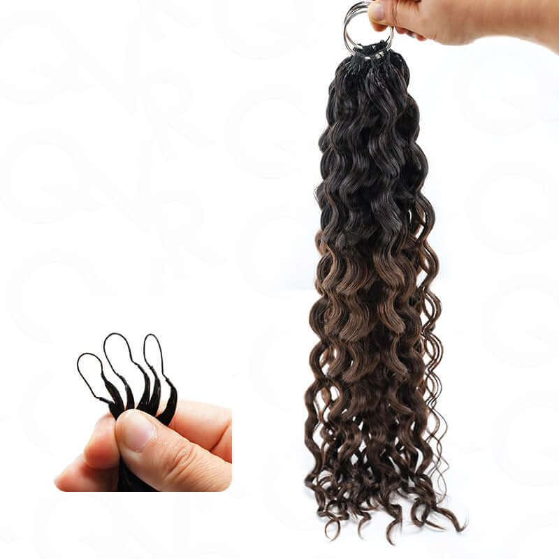 QVR Bright Brown #35D Human Crochet Hair Water Wave Machine Made Feather Crochet Hairstyle
