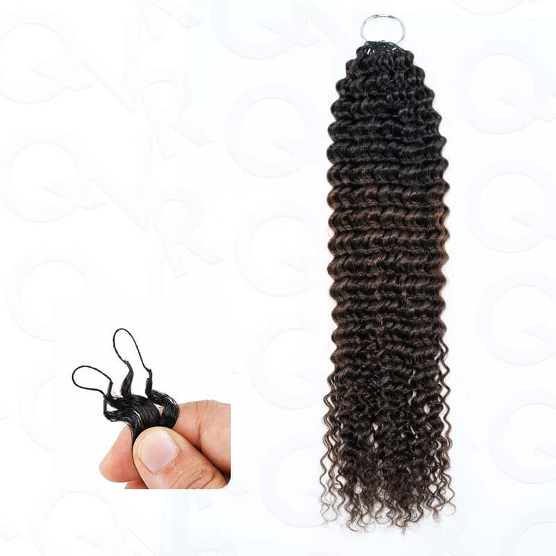 QVR Ombre #T4/30 Human Crochet Hair Small Kinky Curly Machine Made Feather Crochet Hairstyle